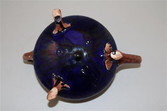 A Victorian Joseph Holdcroft majolica teapot, 5.5in.